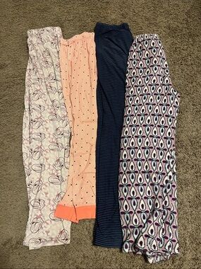 Women’s Pajama Pants - Peach Polka Dot, Navy Stripe, Pink Floral, Purple Pattern